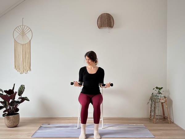 20 MIN CHAIR YOGA WORKOUT || Arms & Core with 2 light weights (Seated Yoga Workout)